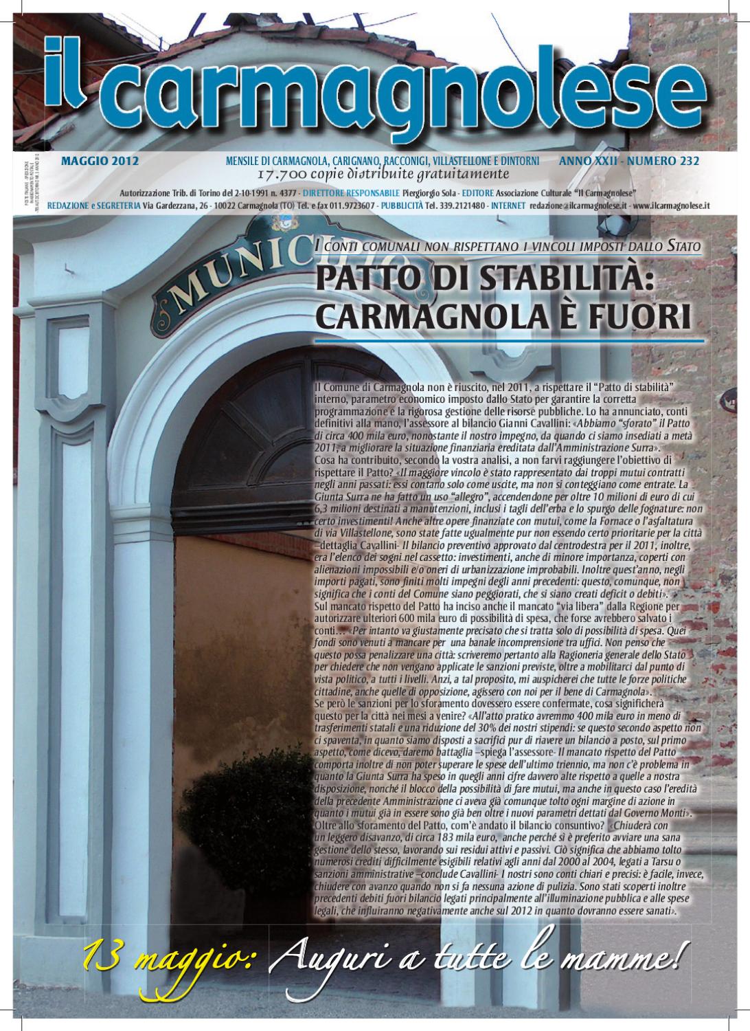 Il carmagnolese maggio 2012 by redazione il carmagnolese issuu Quinte di separazione in cartongesso