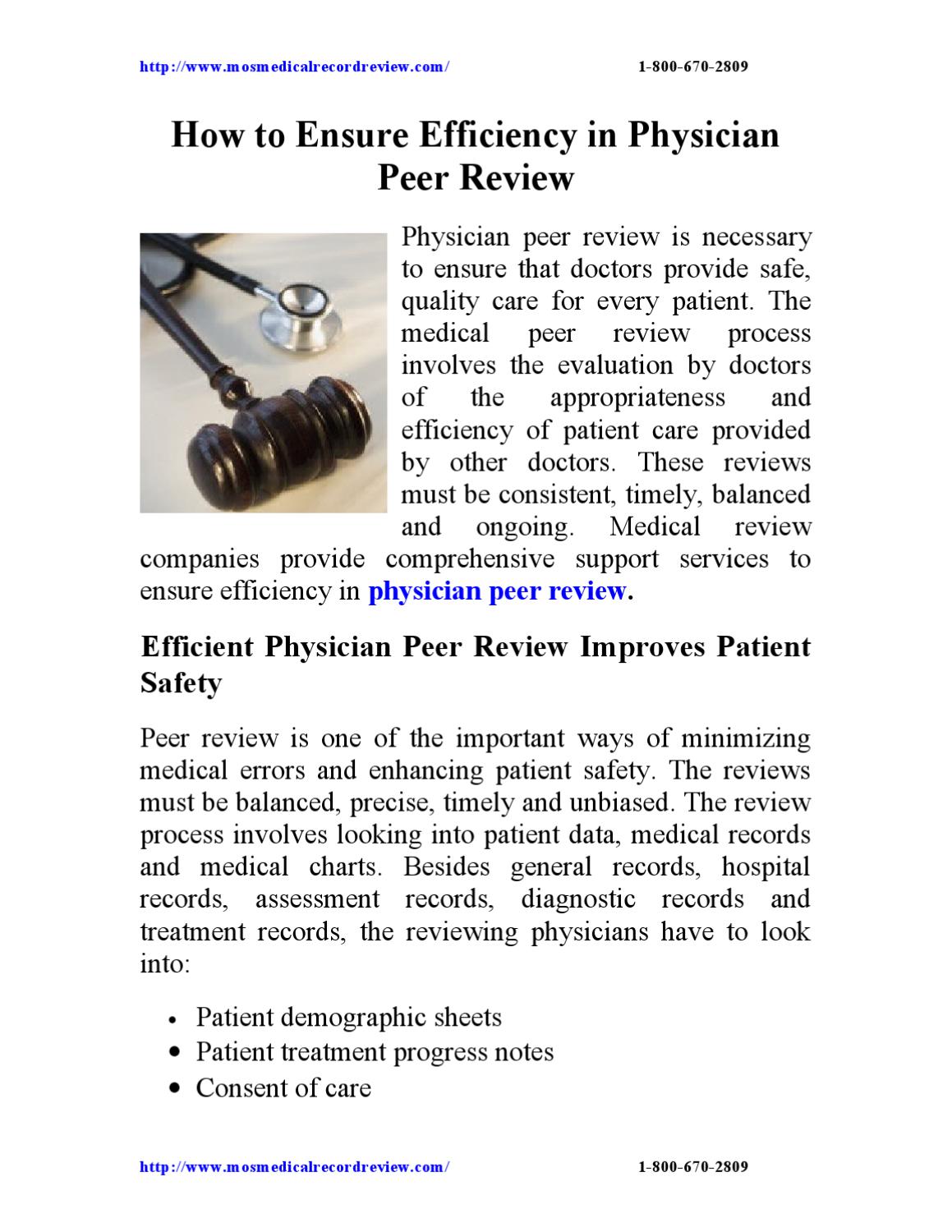 How to Ensure Efficiency in Physician Peer Review by MOS Medical