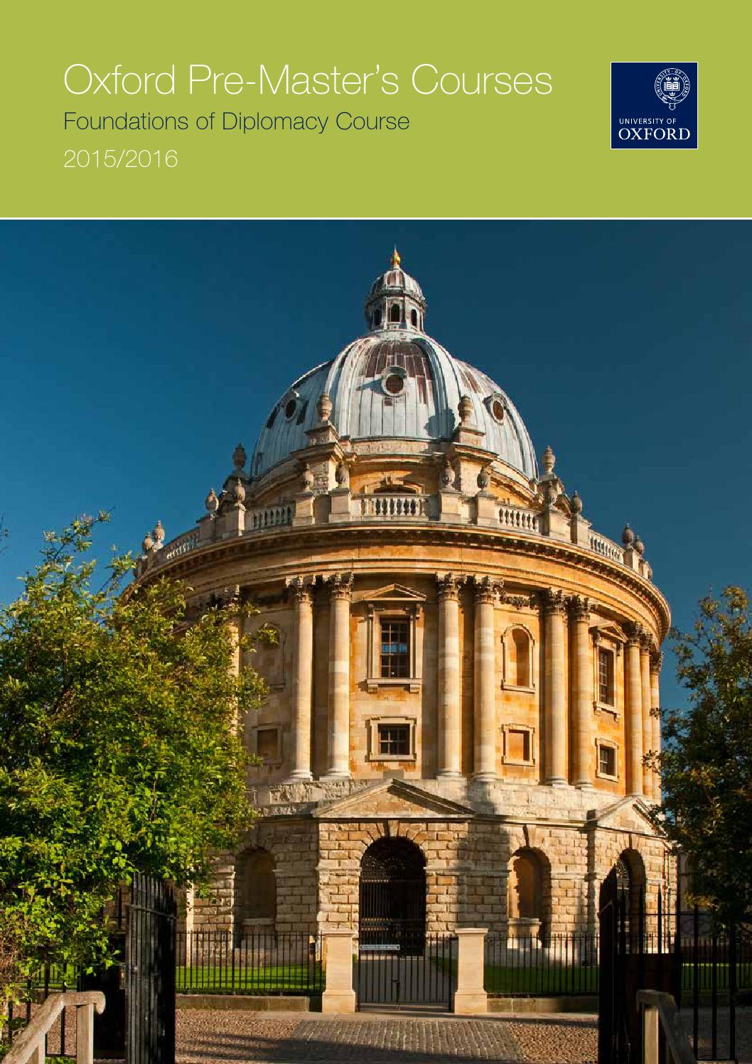 PreMaster's Courses 201516 Foundations of Diplomacy by Oxford
