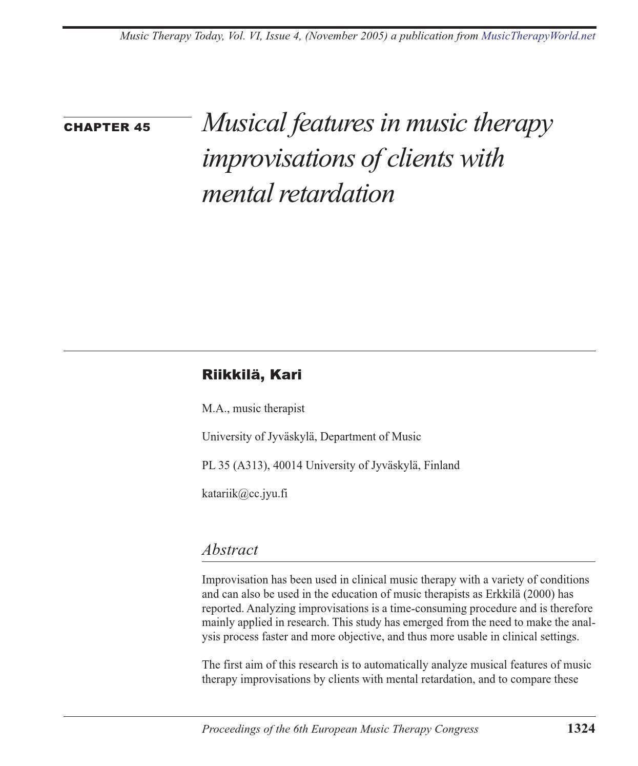 Thesis on music therapy