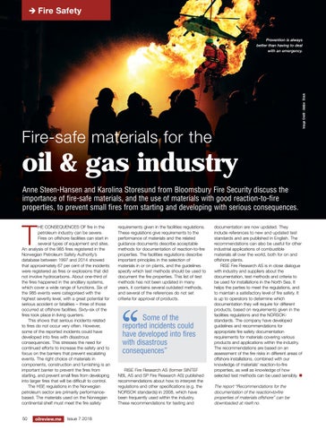 Fire-safe materials for the oil and gas industry